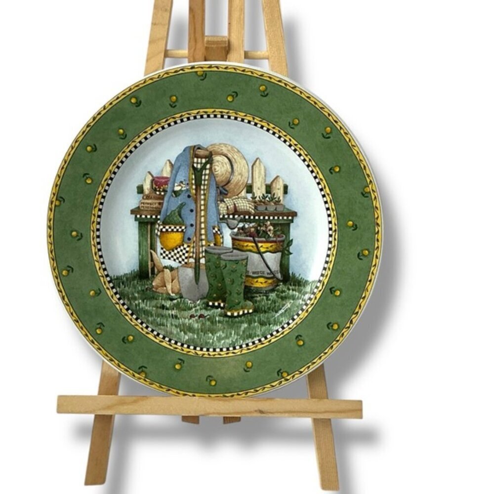 Vintage Gardening Theme Plate Debbie Mumm Garden Vignette Sakura Retired 1999 - Picture 16 of 16